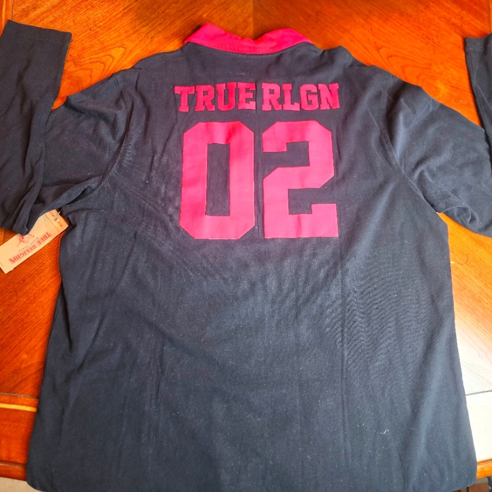 NWT True Religion Long Sleeve Rugby Polo Shirt XXL